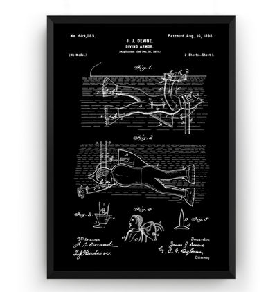 Diving Armor 1898 Patent Print - Magic Posters
