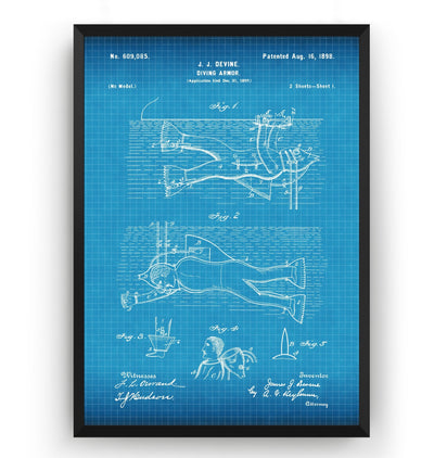 Diving Armor 1898 Patent Print - Magic Posters