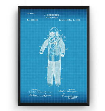 Diving Armour 1893 Patent Print - Magic Posters