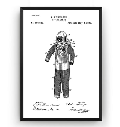 Diving Armour 1893 Patent Print - Magic Posters
