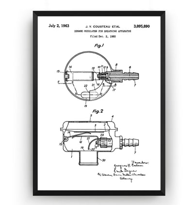 Diving Regulator 1963 Patent Print - Magic Posters