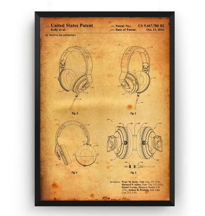 DJ Mixing Headphones 2016 Patent Print - Magic Posters