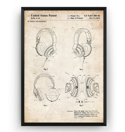 DJ Mixing Headphones 2016 Patent Print - Magic Posters