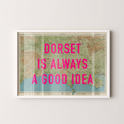 Dorset Retro Pop Art Map Print - Magic Posters