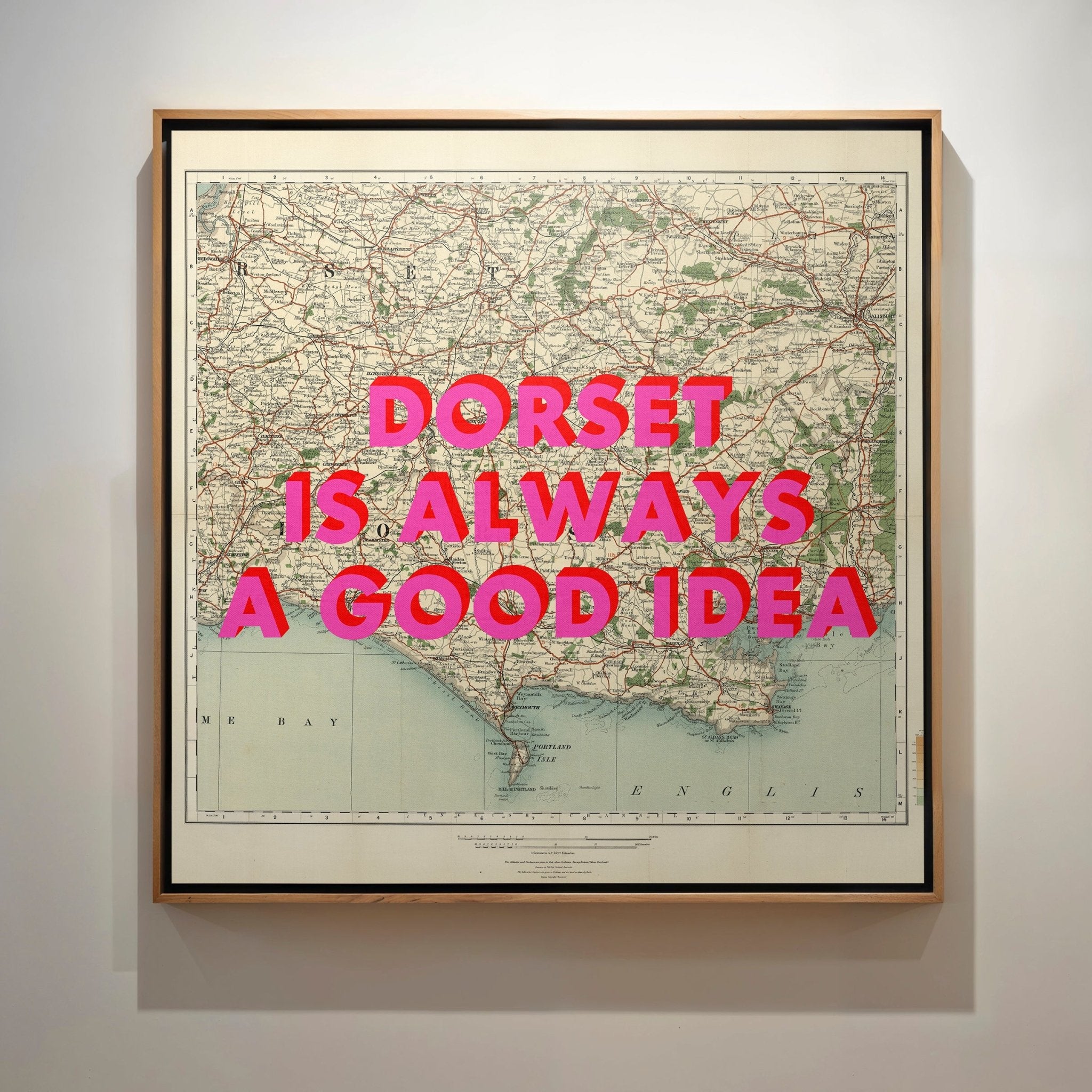 Dorset Retro Pop Art Map Print (Square) - Magic Posters