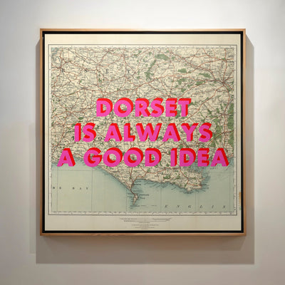 Dorset Retro Pop Art Map Print (Square) - Magic Posters