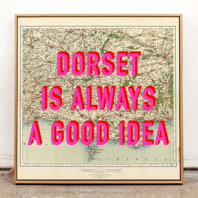 Dorset Retro Pop Art Map Print (Square) - Magic Posters