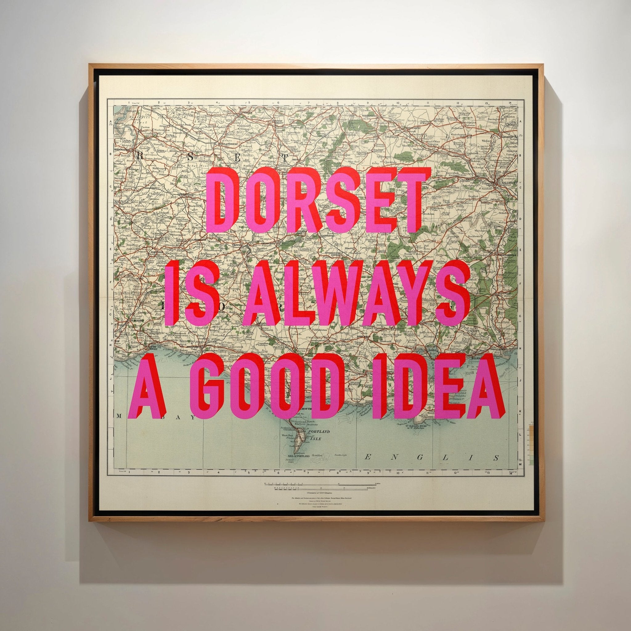 Dorset Retro Pop Art Map Print (Square) - Magic Posters