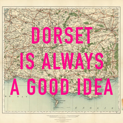 Dorset Retro Pop Art Map Print (Square)