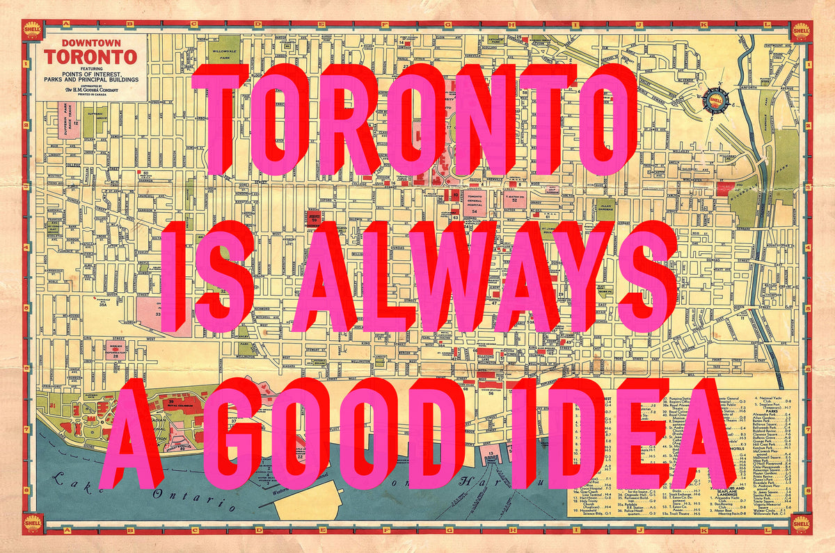 Downtown Toronto Retro Pop Art Map Print (landscape) - Magic Posters