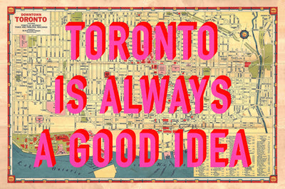 Downtown Toronto Retro Pop Art Map Print (landscape) - Magic Posters
