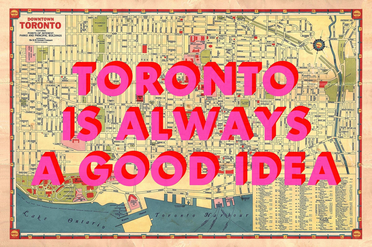 Downtown Toronto Retro Pop Art Map Print (landscape) - Magic Posters