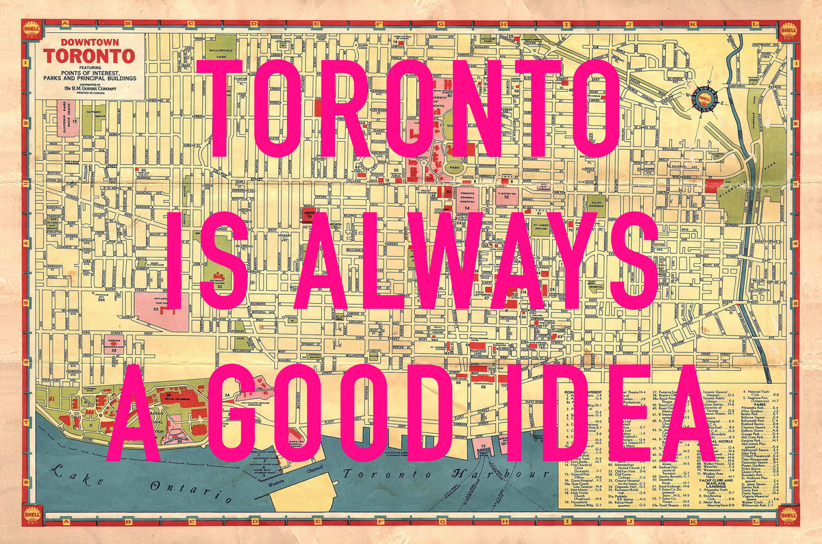 Downtown Toronto Retro Pop Art Map Print (landscape) - Magic Posters