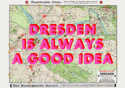 Dresden Retro Pop Art Map Print (landscape) - Magic Posters