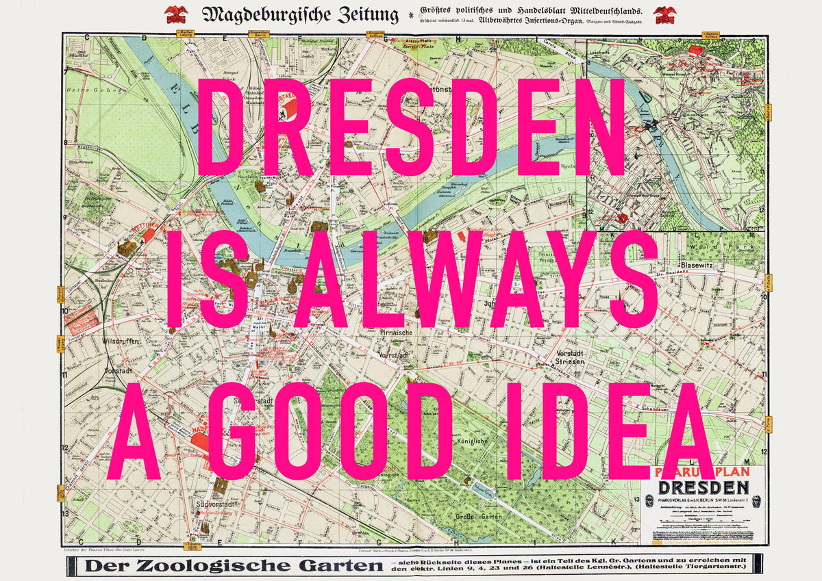 Dresden Retro Pop Art Map Print (landscape) - Magic Posters