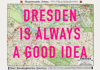 Dresden Retro Pop Art Map Print (landscape) - Magic Posters