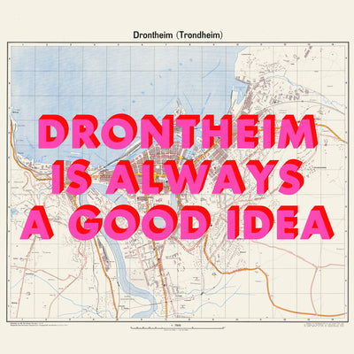 Trondheim (Drontheim) Retro Pop Art Map Print (square) - Magic Posters