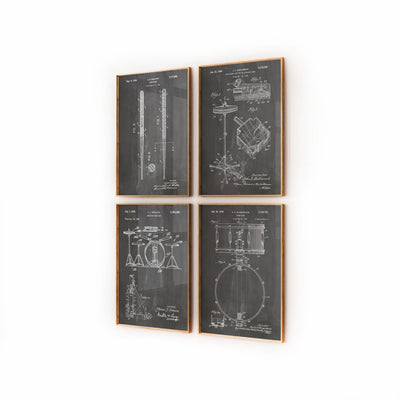 Drummer Set Of 4 Patent Prints - Magic Posters