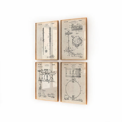 Drummer Set Of 4 Patent Prints - Magic Posters