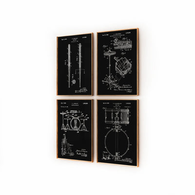 Drummer Set Of 4 Patent Prints - Magic Posters