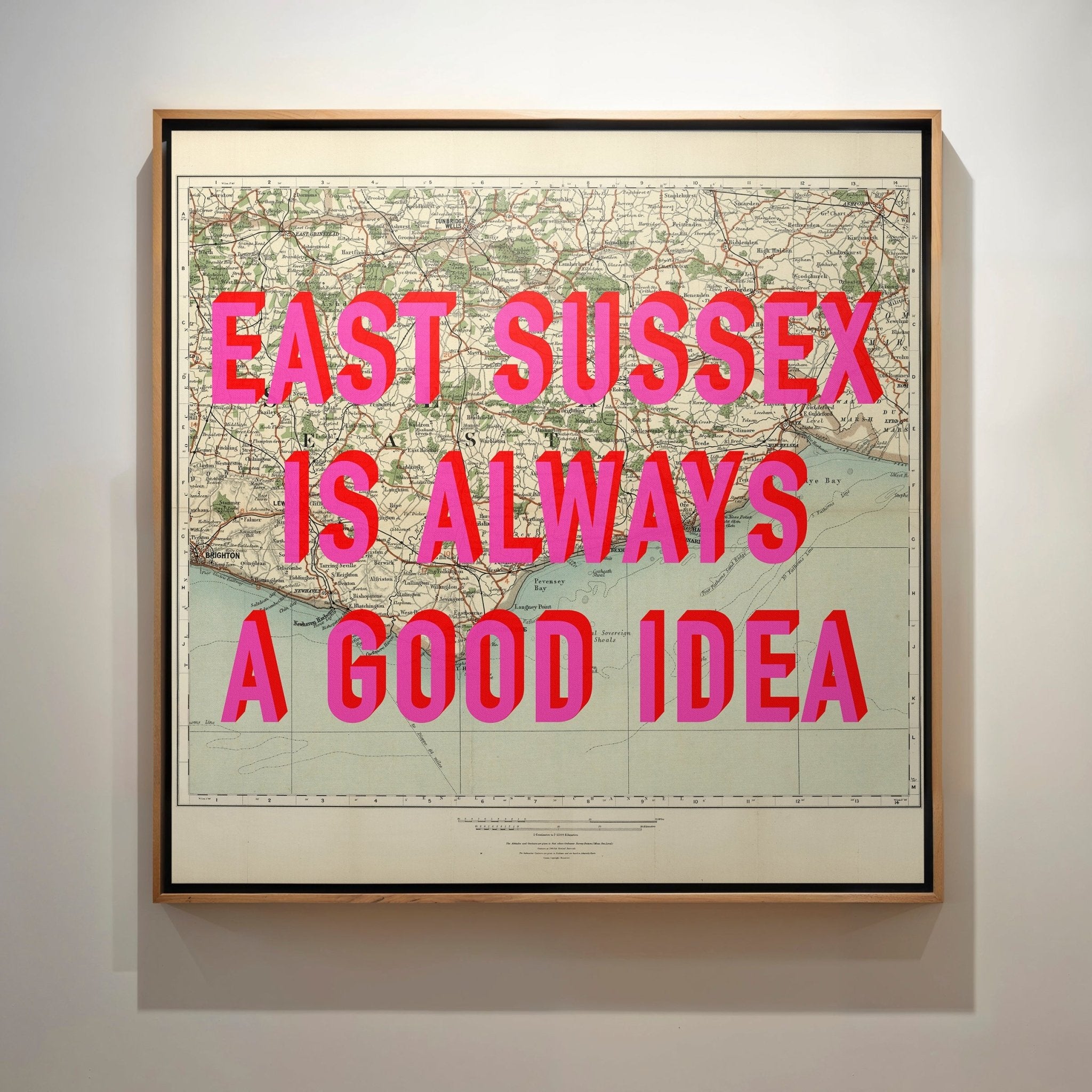 East Sussex Retro Pop Art Map Print - Magic Posters