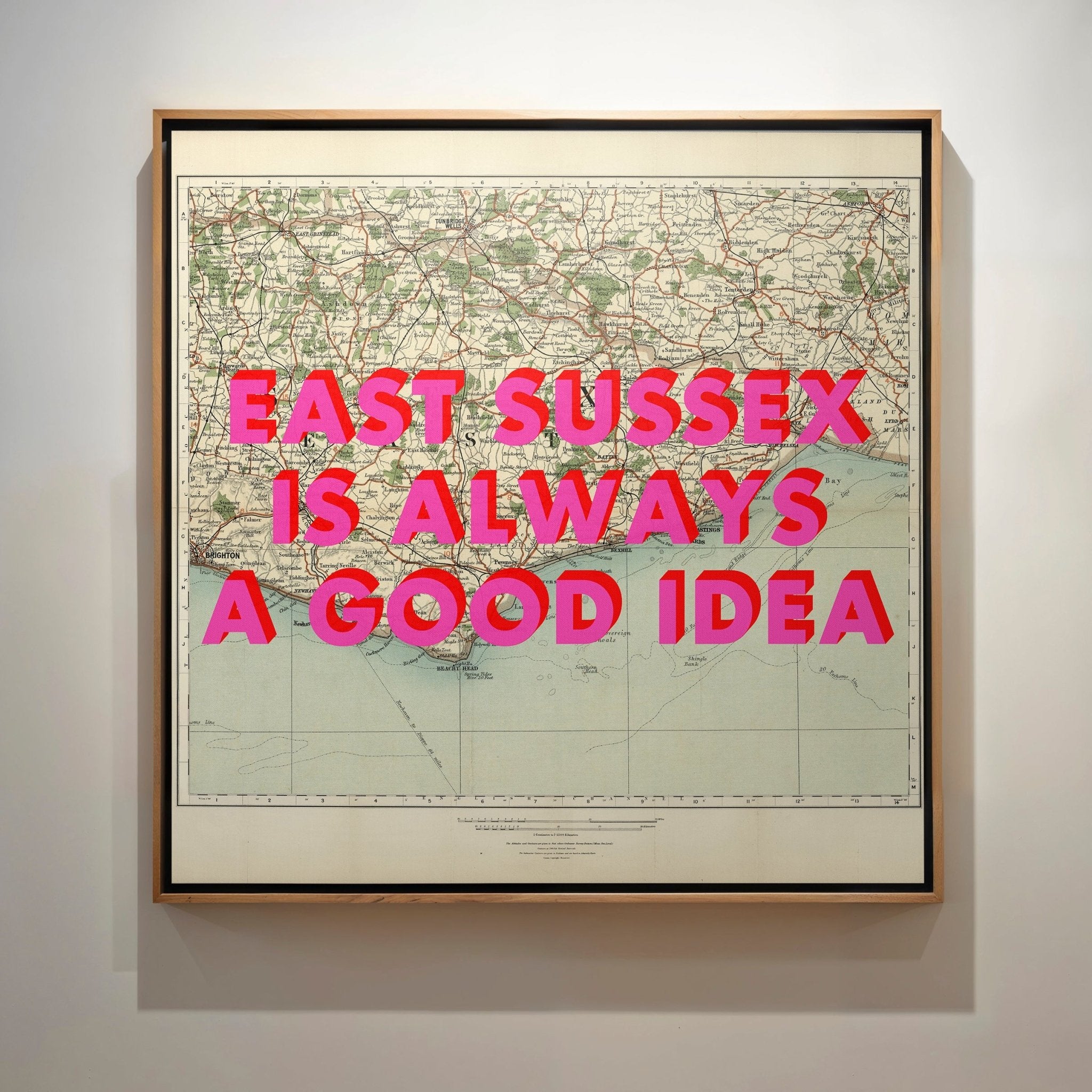 East Sussex Retro Pop Art Map Print - Magic Posters