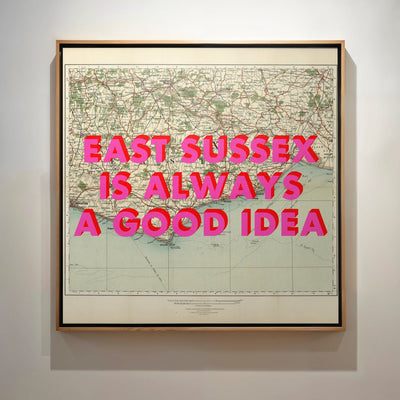East Sussex Retro Pop Art Map Print - Magic Posters