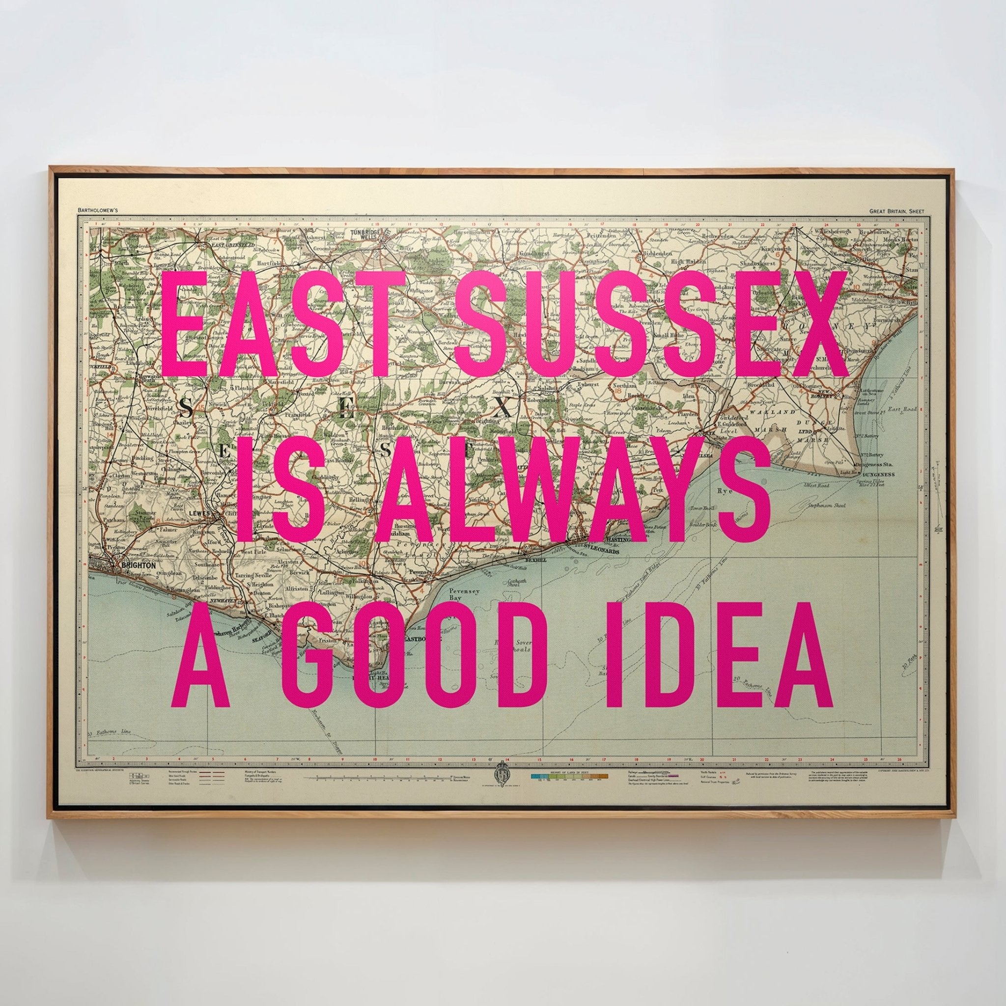 East Sussex Retro Pop Art Map Print - Magic Posters