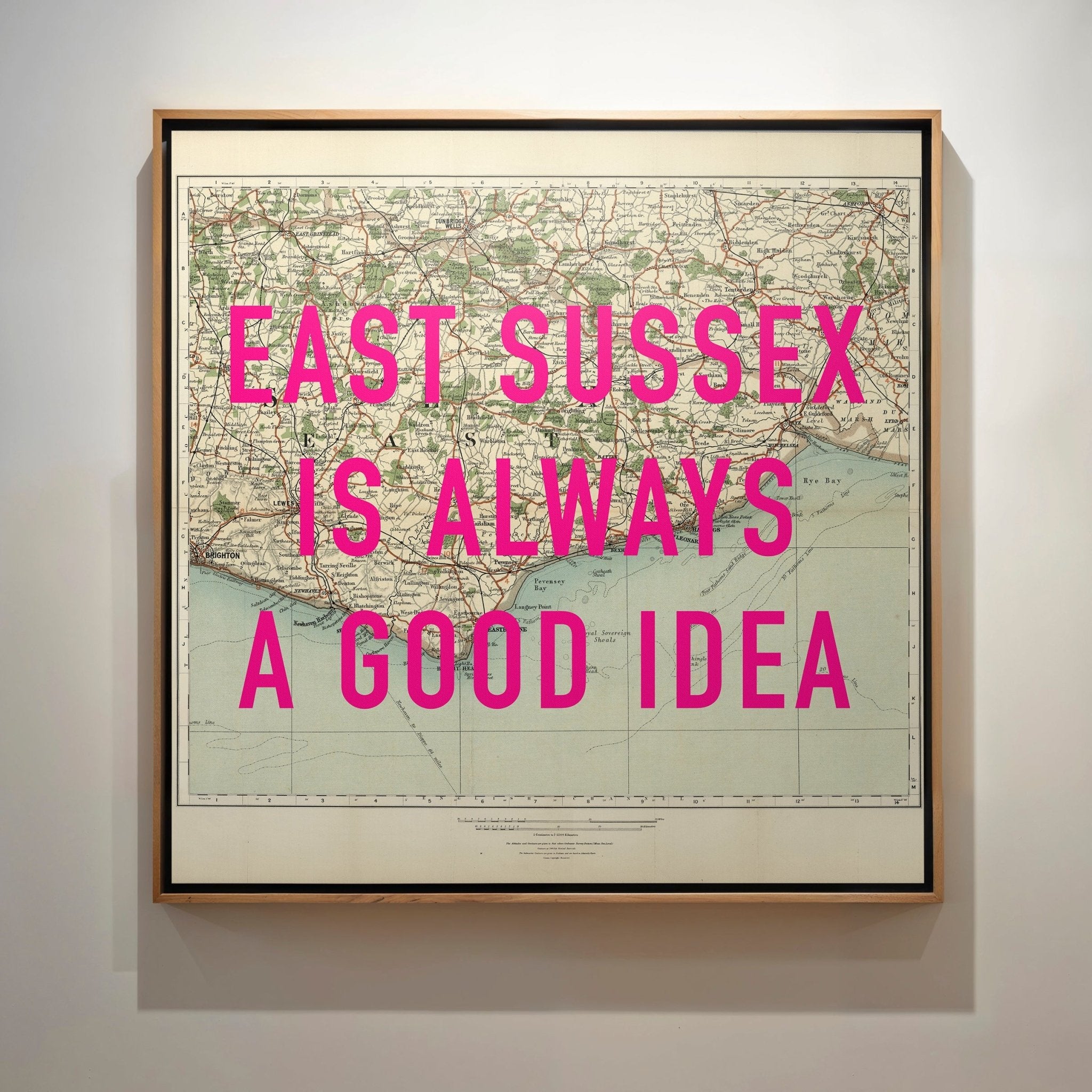 East Sussex Retro Pop Art Map Print - Magic Posters