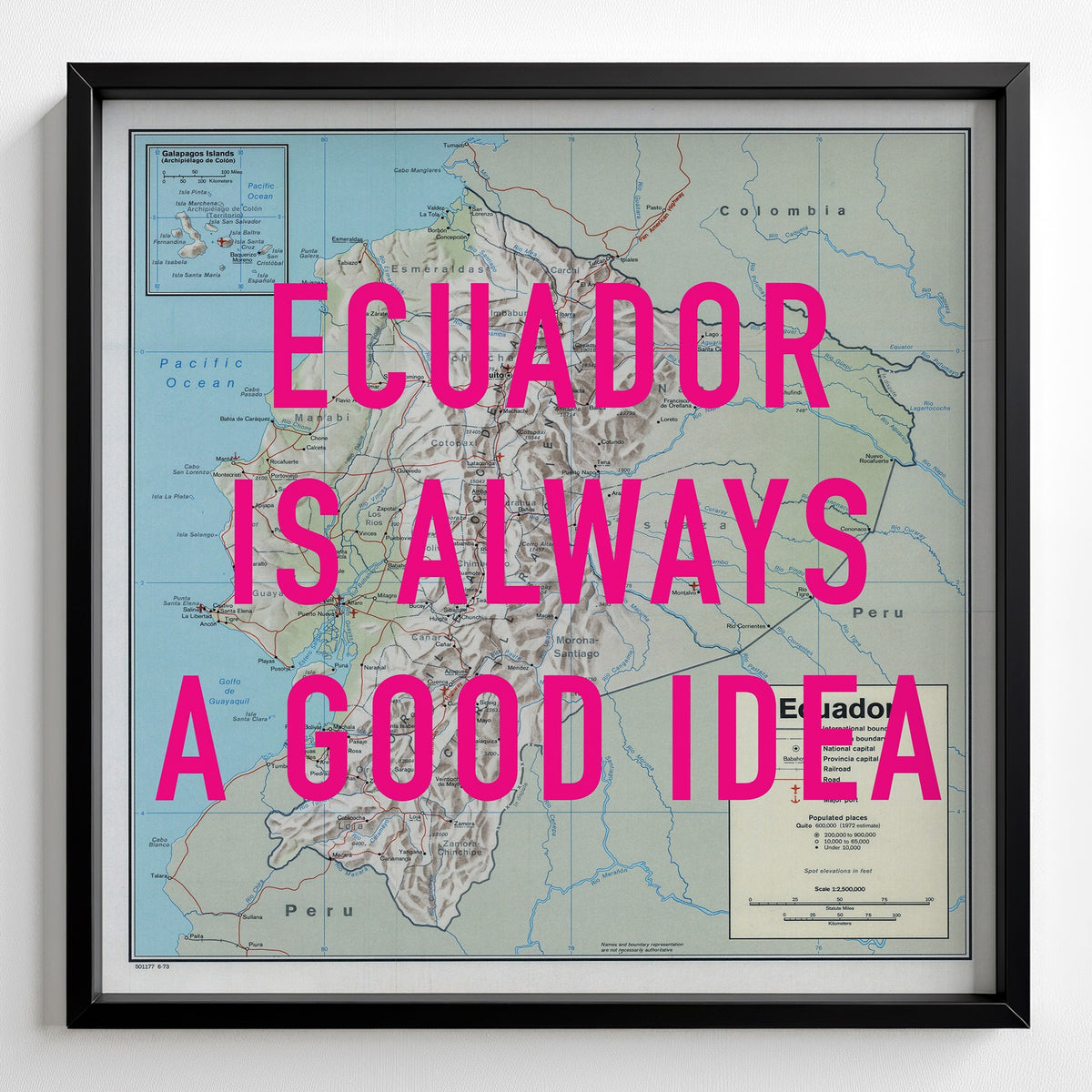 Ecuador Retro Pop Art Map Print (square) - Magic Posters