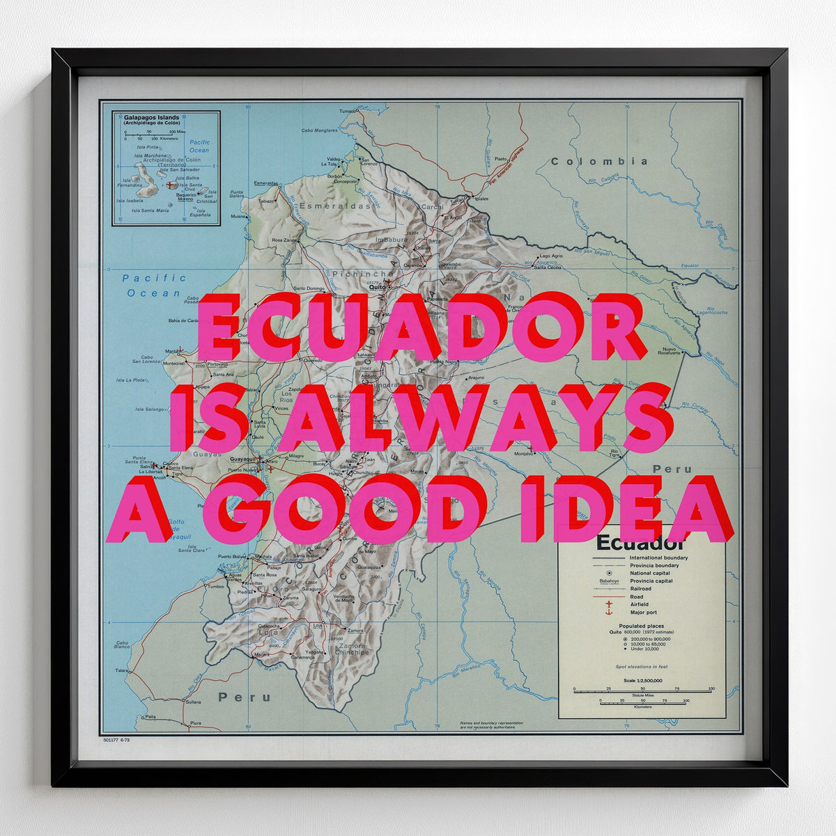Ecuador Retro Pop Art Map Print (square) - Magic Posters