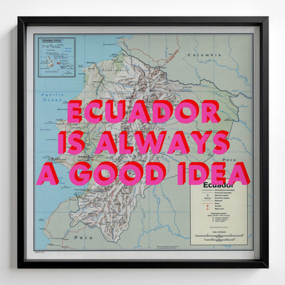Ecuador Retro Pop Art Map Print (square) - Magic Posters