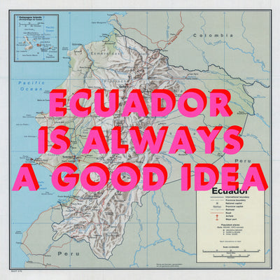 Ecuador Retro Pop Art Map Print (square)