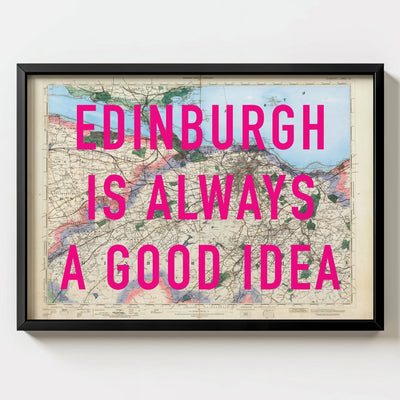 Edinburgh Retro Pop Art Map Print - black frame mockup - Magic Posters