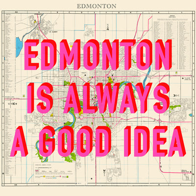 Edmonton Retro Pop Art Map Print (square) - Magic Posters