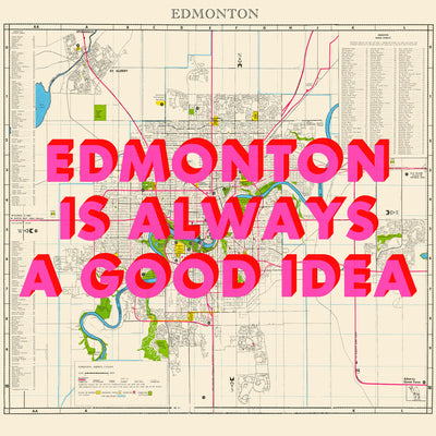 Edmonton Retro Pop Art Map Print (square) - Magic Posters