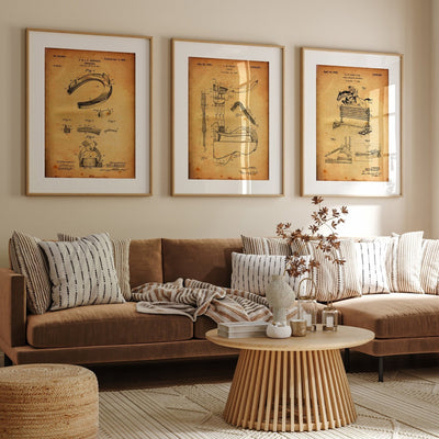 Equestrian Set Of 3 Patent Prints - Magic Posters