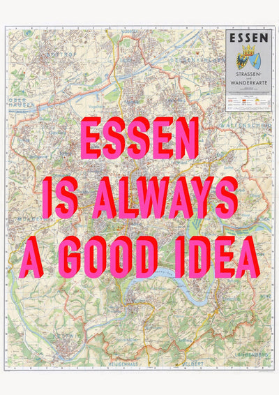 Essen Retro Pop Art Map Print (portrait) - Magic Posters