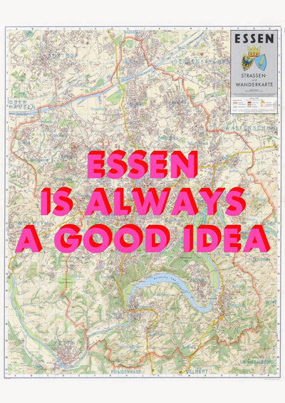 Essen Retro Pop Art Map Print (portrait) - Magic Posters