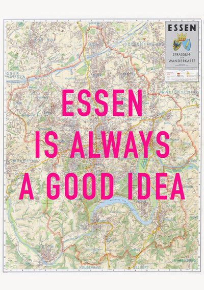 Essen Retro Pop Art Map Print (portrait) - Magic Posters
