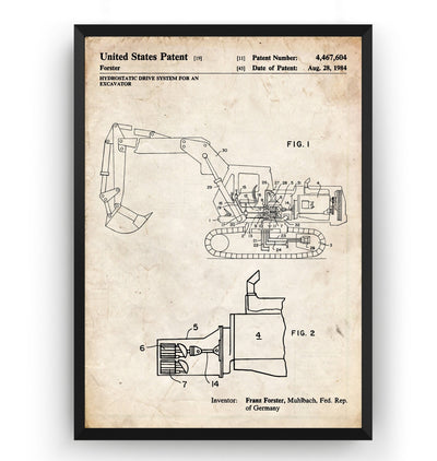 Excavator 1984 Patent Print - Magic Posters