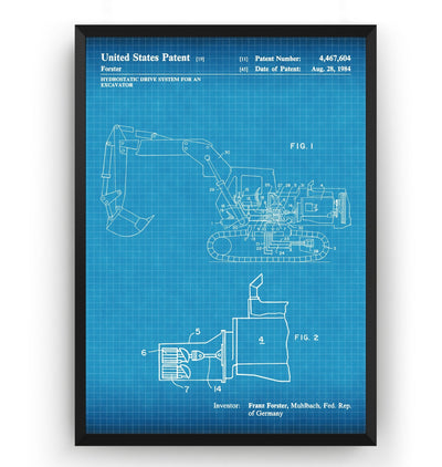 Excavator 1984 Patent Print - Magic Posters