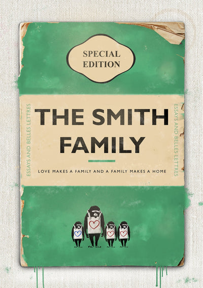 Personalised Book Cover Art Print (Family Edition) New Colours!
