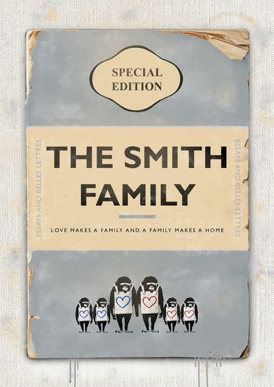 Personalised Book Cover Art Print (Family Edition) New Colours!