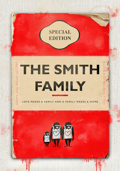Personalised Book Cover Art Print (Family Edition) New Colours!