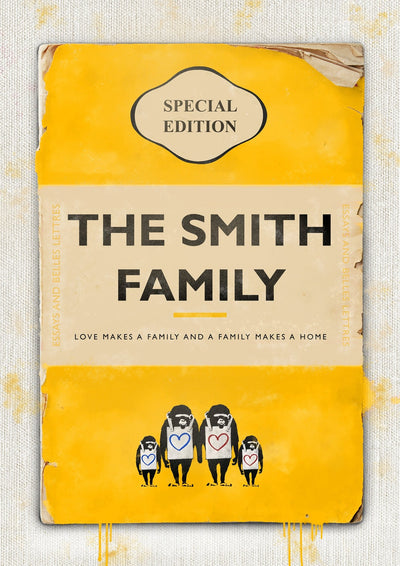 Personalised Book Cover Art Print (Family Edition) New Colours!