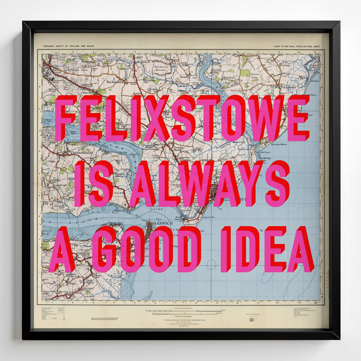 Felixstowe Retro Pop Art Map Print (square) - Magic Posters