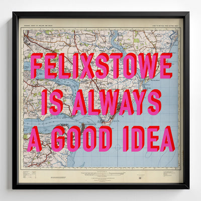 Felixstowe Retro Pop Art Map Print (square) - Magic Posters