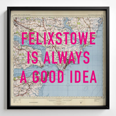 Felixstowe Retro Pop Art Map Print (square) - Magic Posters