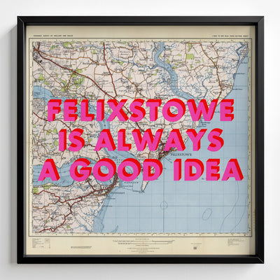 Felixstowe Retro Pop Art Map Print (square) - Magic Posters